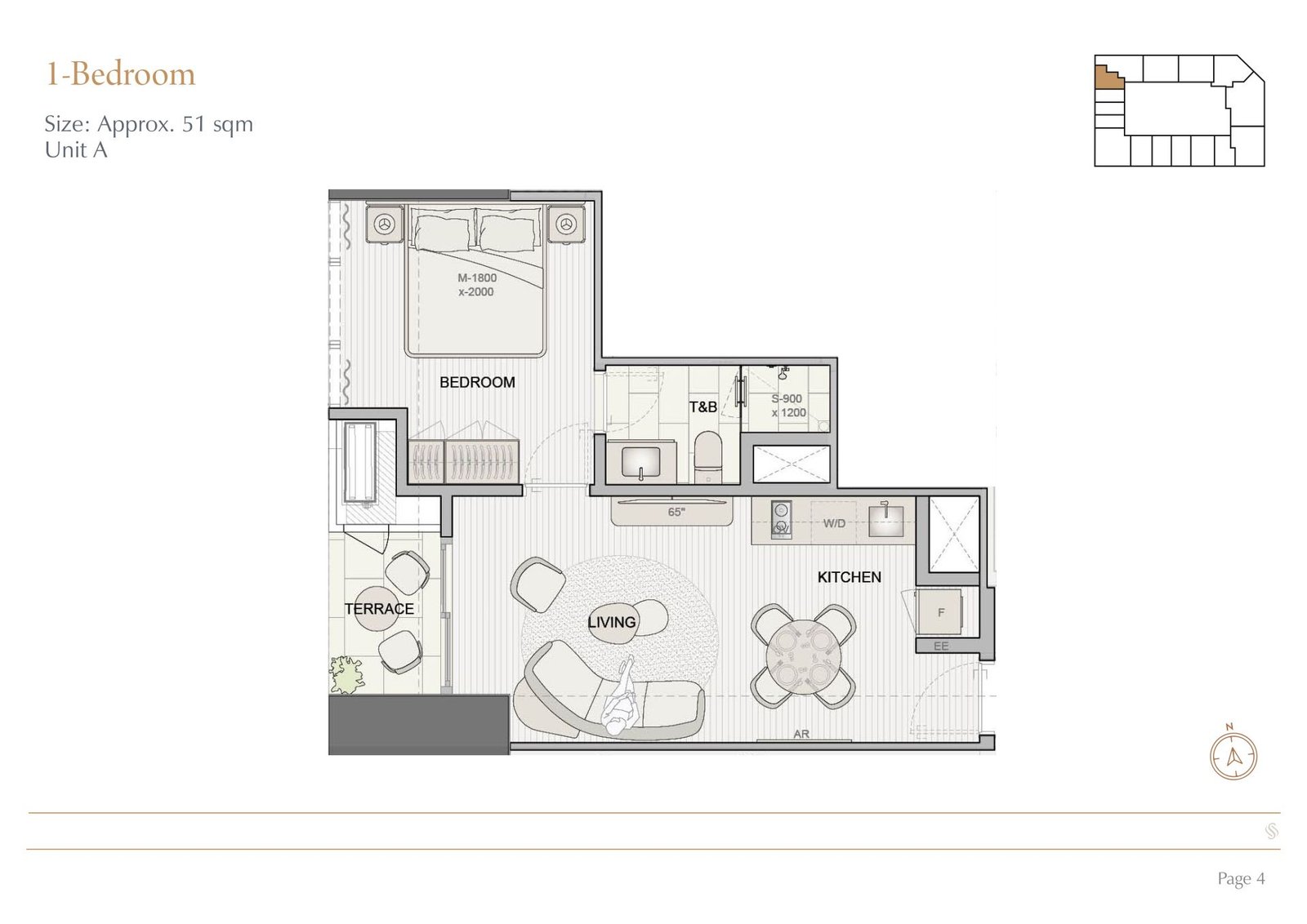 1BR Unit A 51sqm 